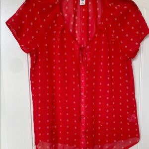 Old Navy Red Buttoned Tie Front Blouse